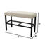 Banc à hauteur de comptoir rustique avec coussin beige et placage noir pour siège en lin