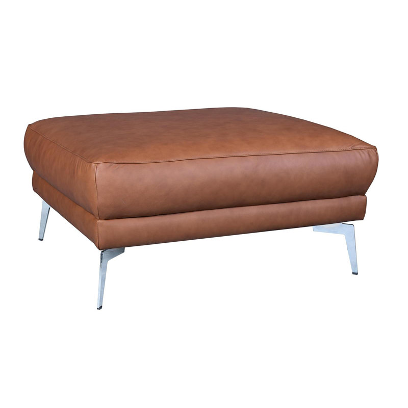 Kilmarnock 96cm Wide Square Solid Colour Footstool Ottoman, Cognac