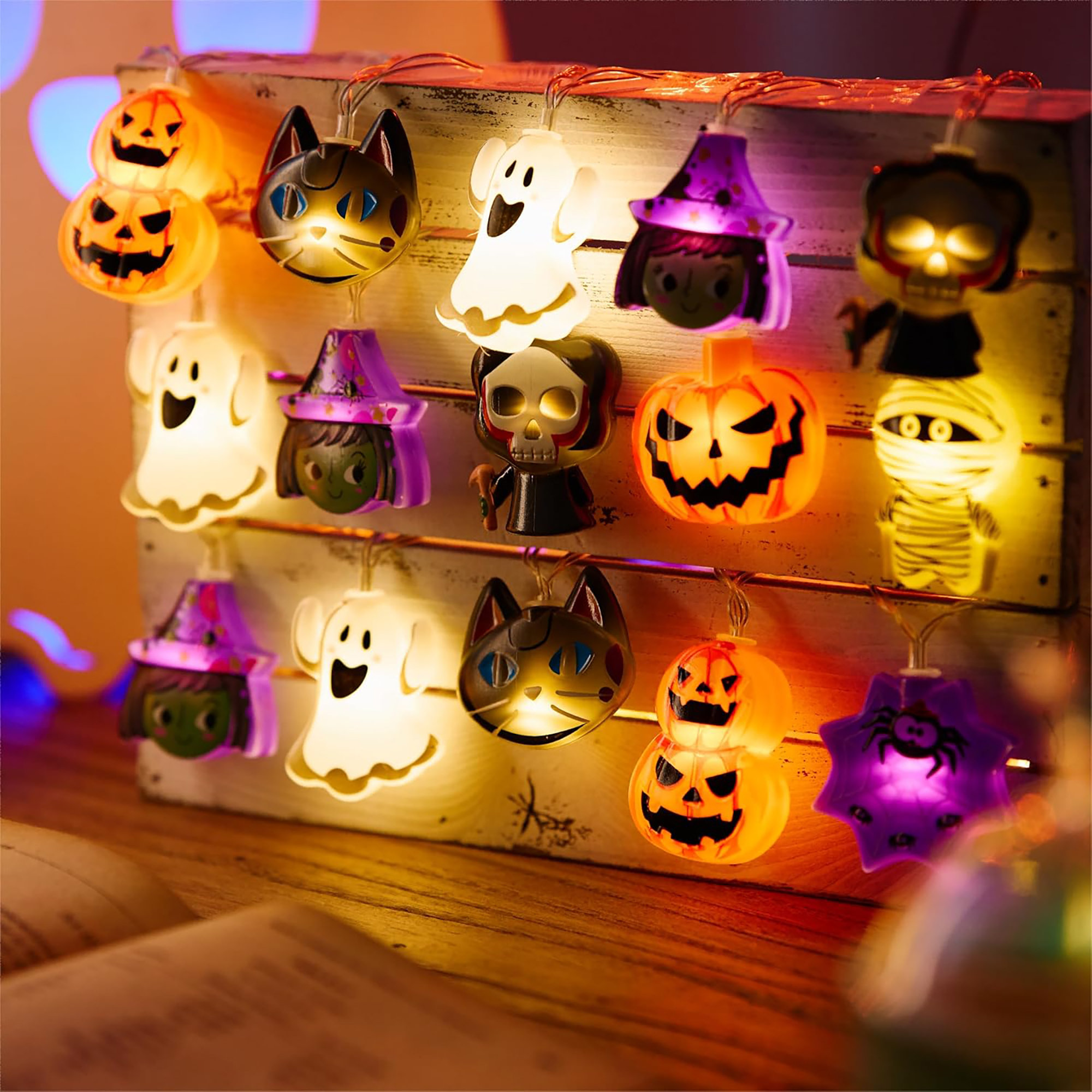 The Holiday Aisle® Halloween String Lights Decorations, 20 LED Halloween  Window Lights Battery Operated (Not Included) With Timer Function And 8 ..., image size:2000x2000