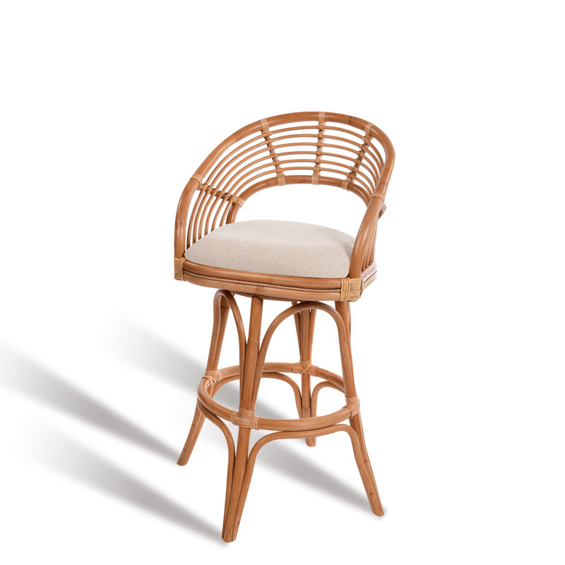 Danetra Swivel Stool, Light Brown/Honey Brown Frame, Bar Stool (32" Seat Height)