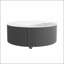 Table basse ronde moderne mobile avec roulettes, 2 tiroirs et plateau en marbre fritté élégant-133526206