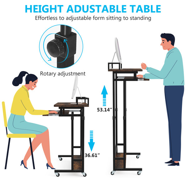 Stesha Height Adjustable Standing Desk 17 Stories Color: Rustic Brown