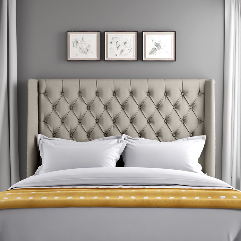 Bertlinde Upholstered Headboard, Twin, Beige Linen