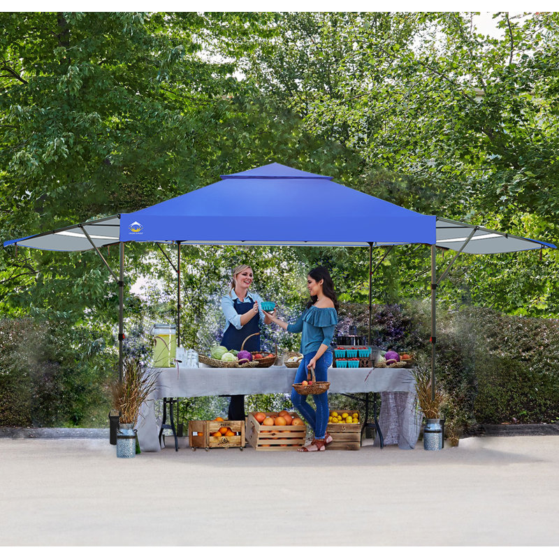 CROWN SHADES 10x10 Pop up Canopy Tent Patended Centerlock Instant Commercial Canopy with 150D Silver Coated Fabric Including 2 Extend Awnings, 4 Ropes, 8 Stakes, 4 Weight Bags, STO 'N Go Bag