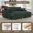 3 - Piece Upholstered Green Faux Rabbit Fur Flannel Reversible Modular Sofa Living Room Sectional Couch with Ottoman-1401125648-1401125663
