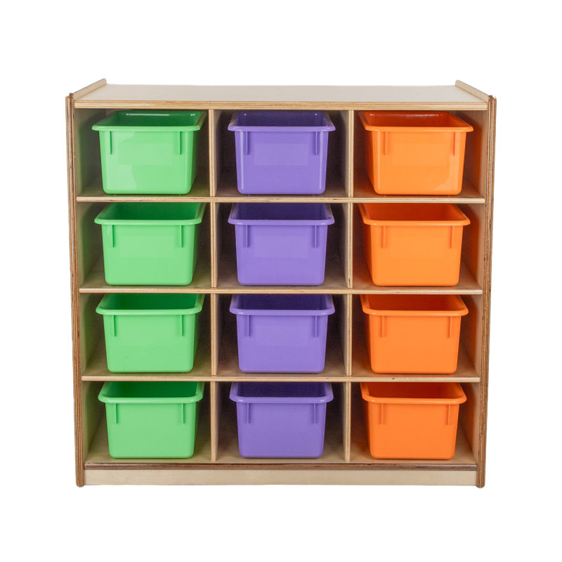 Casier à 12 compartiments avec roulettes, Teintes pastel assorties, Oui