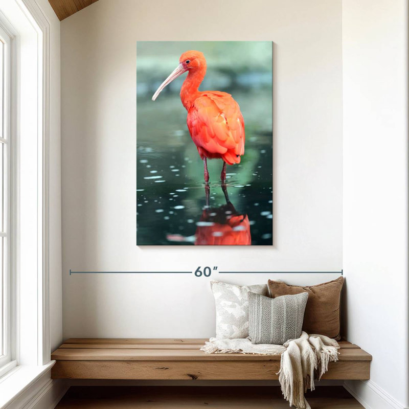 Brampt Scarlet Ibis Bird, 45" H x 30" W