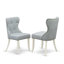 L'ensemble de table de cuisine 3 pièces comprend une table de salle à manger ronde avec piédestal et 2 chaises rembourrées en tissu bleu lin, lin blanc-1998624643-1998732287-1998732272