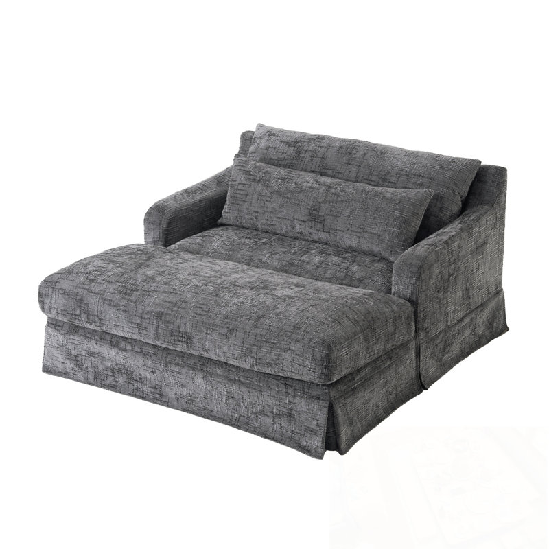 Brantice en chenille avec deux coussins, Gris