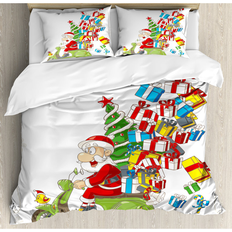 Christmas Modern & Contemporary Polyester Duvet Cover, King Duvet Cover + 2 Pillow Shams, Rose Garland Pastel