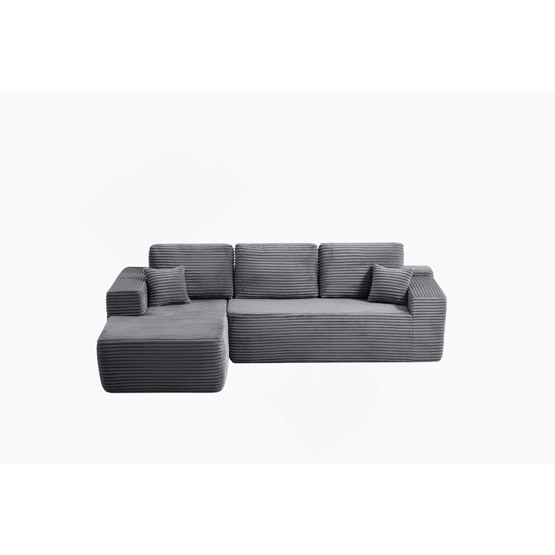 Boneless 104-Inch Cloud Sectional Sofa With L-Shape Chaise, Deep Seating Comfort, Modular Design, And Built-In Side Pockets.