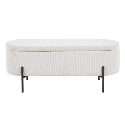 Alaida 110cm Wide Oval Solid Colour Ottoman with Storage