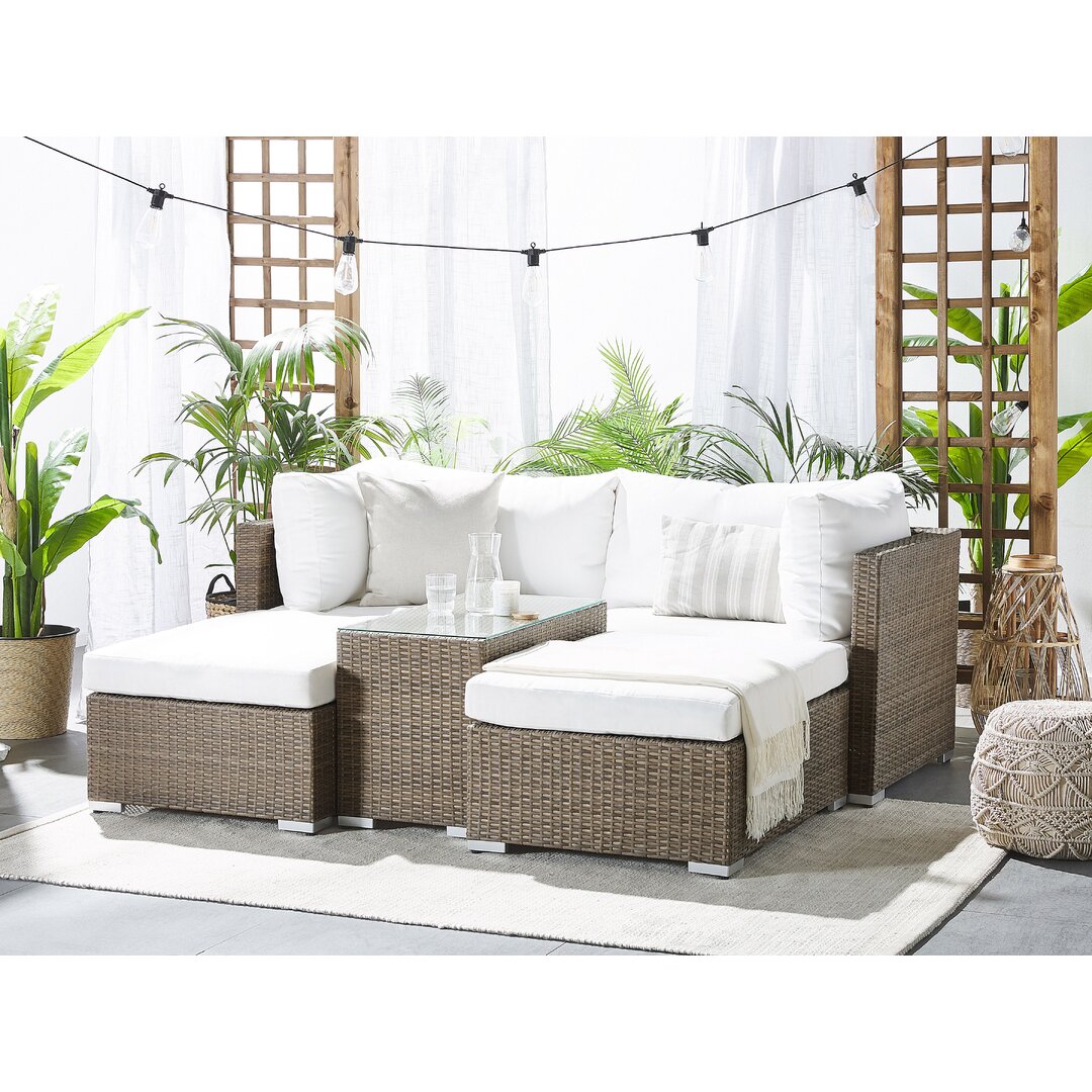 2-Sitzer Lounge-Set Thecle aus Rattan mit Polster