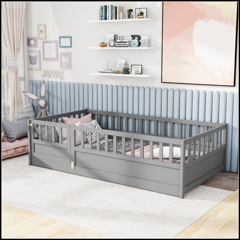 Lit pour enfant Montessori, Gris, Lit simple
