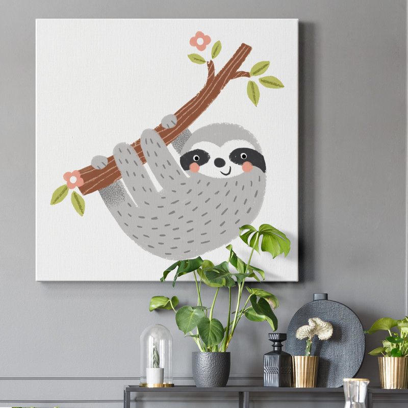 Paresseux gris - impression sur toile tendue, H 24 po x l 24 po x P 1 po