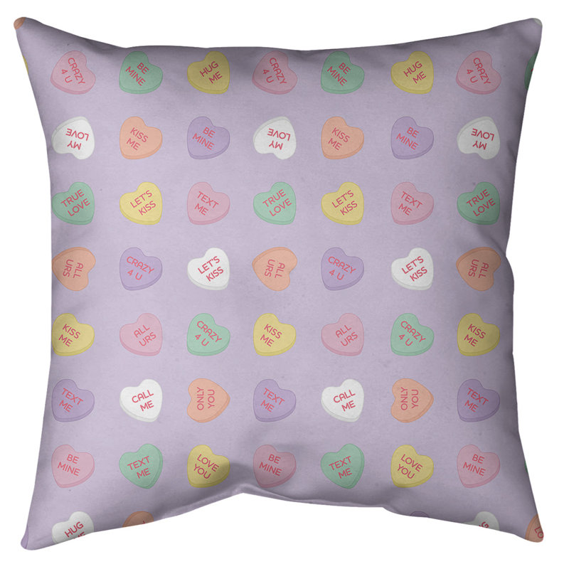 Coussin décoratif 14 po, 14 po x 14 po, Mauve foncé / bleu / rose