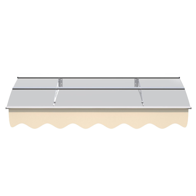 Wall-mounted window and door awnings for wooden wall rooms, Silver/Clear, 7" H x 59" W x 34" D