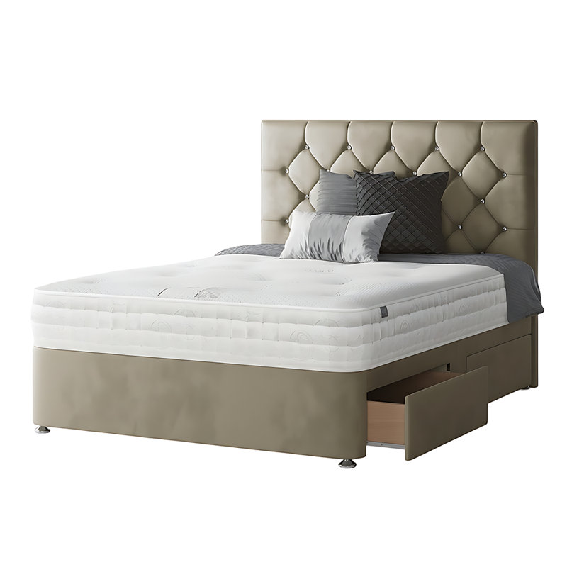 Eberhardt Divan Bed Base, Coffee, 2 Foot-end Drawers, Double (4'6)