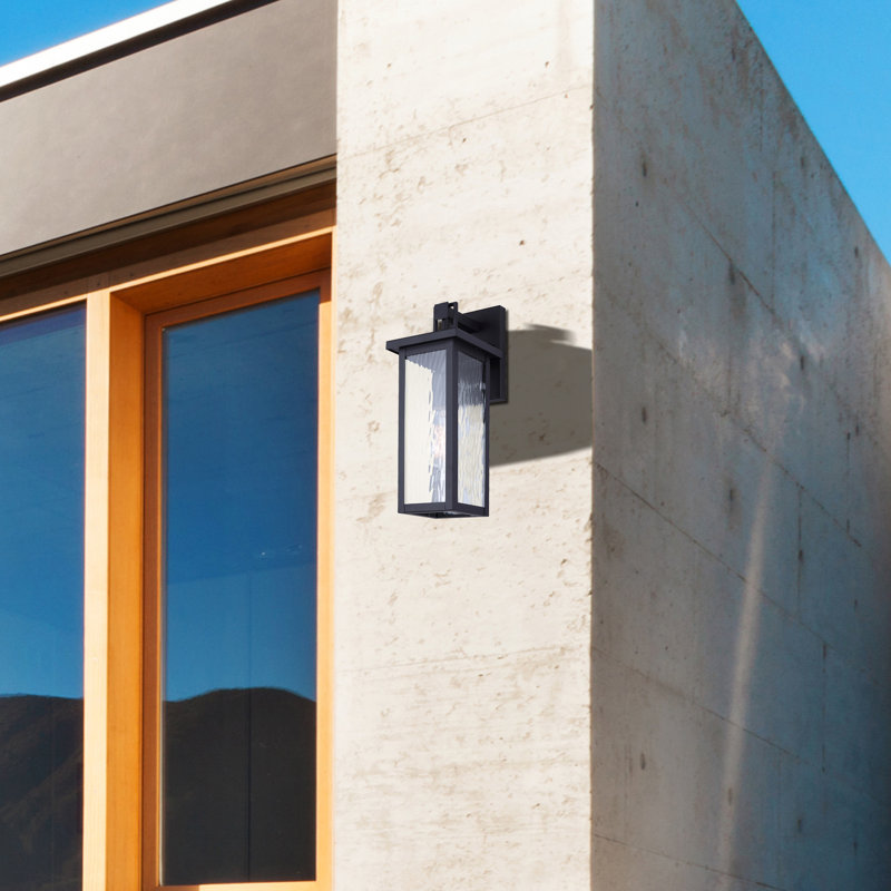 Shana Black Outdoor Wall Lantern, 16" H x 6" W x 7.5" D