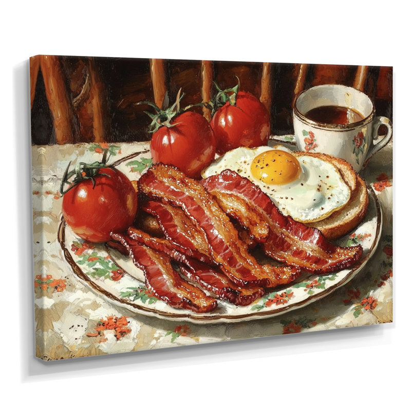1950 s, petit déjeuner américain rétro - art mural petit déjeuner, H 16 po x l 32 po, Toile tendue, Ne s’applique pas
