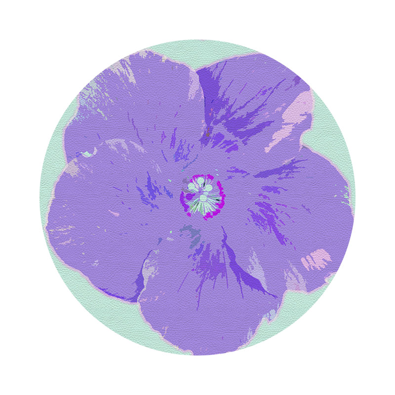 Hibiscus Vegan Leather Round Pebble Placemat, Wander