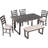Gray Solid Wood 6 Dining Arrangement, With Table, 4 Chairs And Bench Up, Rectangular & - Comfortable Seating Choice