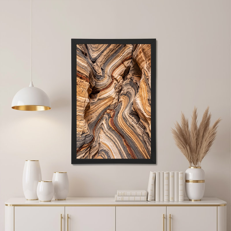 «Swirling Rock Layers in Earth Tones», art mural sur toile, H 30 po x l 20 po