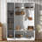 Hall Tree With Shoe Storage, 6 Cabinets, 4 Coat Hooks And Adjustable Shelf-1225951378