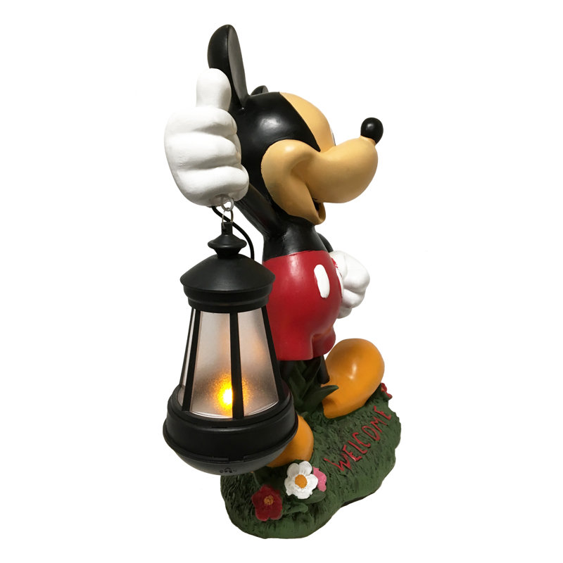 Mickey Mouse Multicolor Resin Solar LED Outdoor Lantern Statue