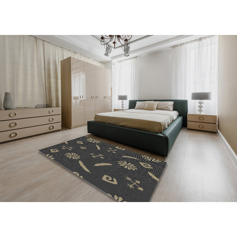 Tapis noir/beige à tisser électrique, Rectangle 4 pi x 6 pi