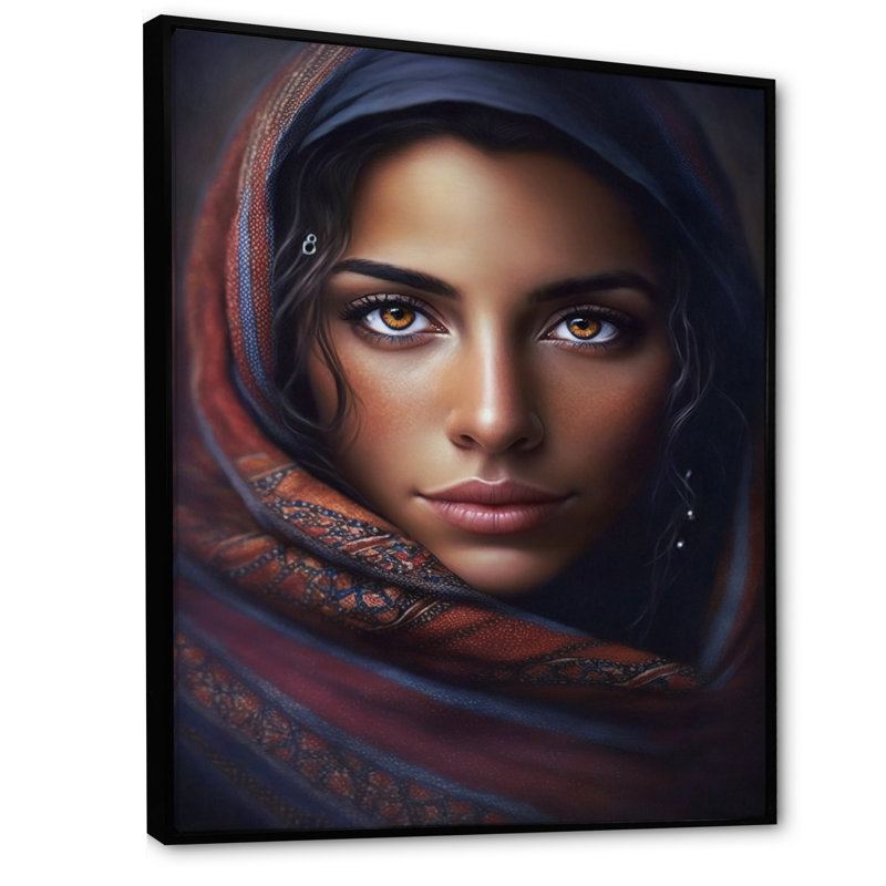 Regard féminin enchanteur II, H 32 po x l 16 po x P 1 po, Toile avec cadre flottant noir