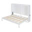 Grand lit escamotable mural avec accents en rotin - Armoire compacte blanche pour bureau à domicile et chambre d'amis