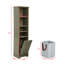 Rangement de salle de bain de 64 po de hauteur avec panier à linge - Armoire grise à 4 tablettes réglables pour espaces de rangement compacts et polyvalents-125659031