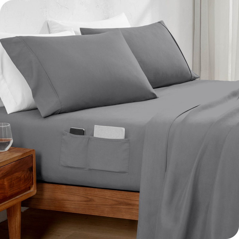 Dual Pocket Microfiber Sheet Set, Cal.King Sheet Set, Gray