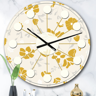 Horloge murale rétro style rétro coquelicots III - Mid-Century