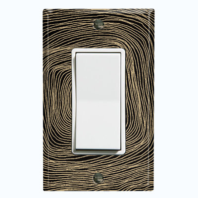 Metal Light Switch Plate Outlet Cover (Abstract Swirl Art Gray - Single Rocker)