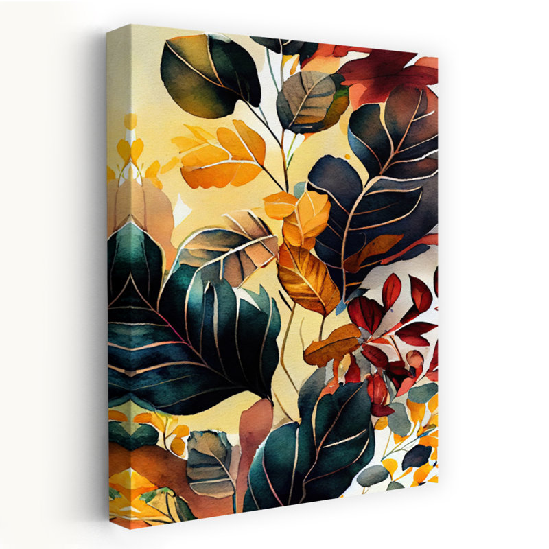 «Vibrant Autumn Leaves», impression d'art floral abstrait, H 36 po x l 24 po