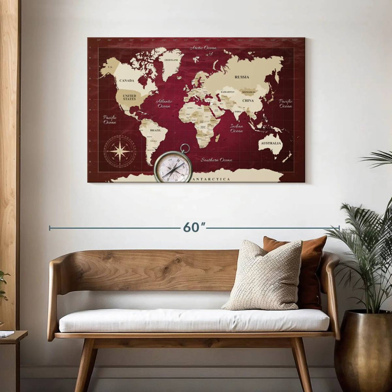 Carte du monde en Alimar, H 30 po x l 45 po