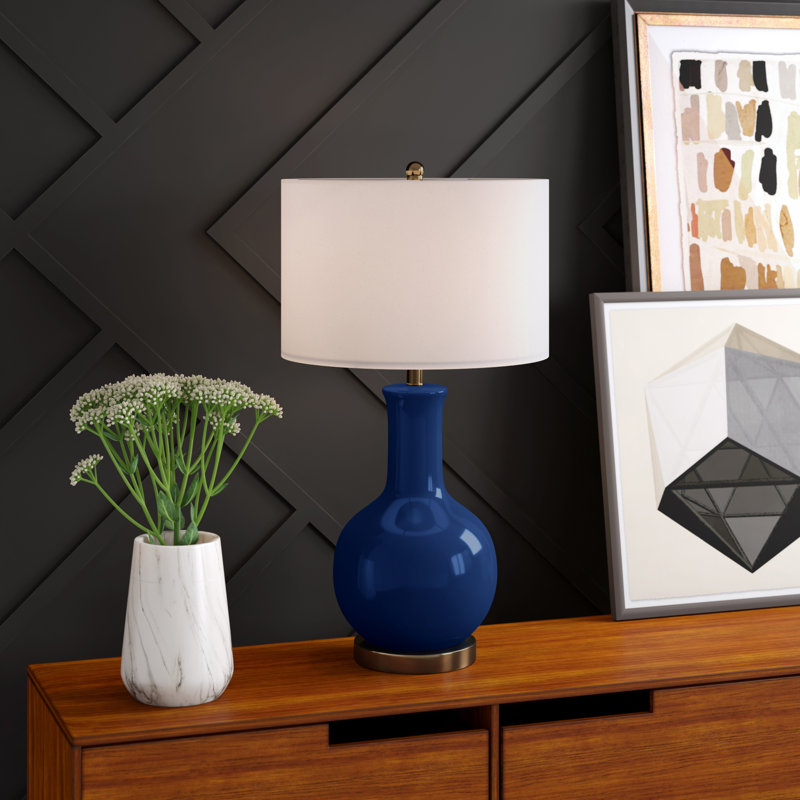 Amirjon Ceramic Table Lamp, Navy Blue