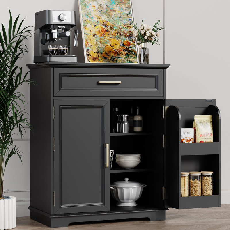 1Drawer 2-Door Accent Cabinets Chests with Storage for Living Room,Kitchen,Entryway,Dining Pantry Cabinet with 4 Hanging Shelves