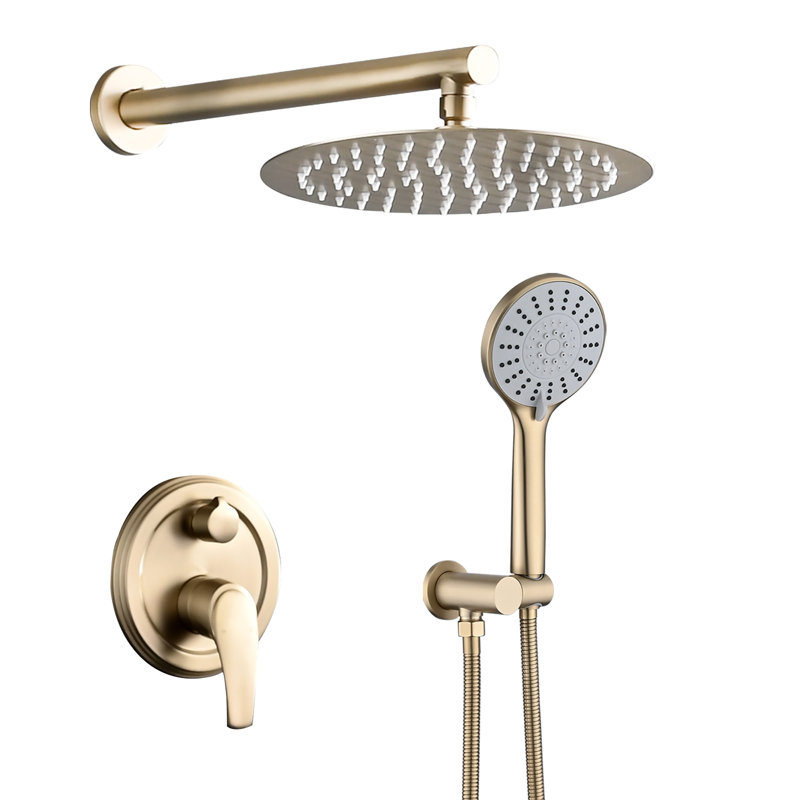 Wall Mounted Shower System With Hand Shower Single Handle Shower Faucet Set Brass Shower Trim Kit With Rough-In Valve