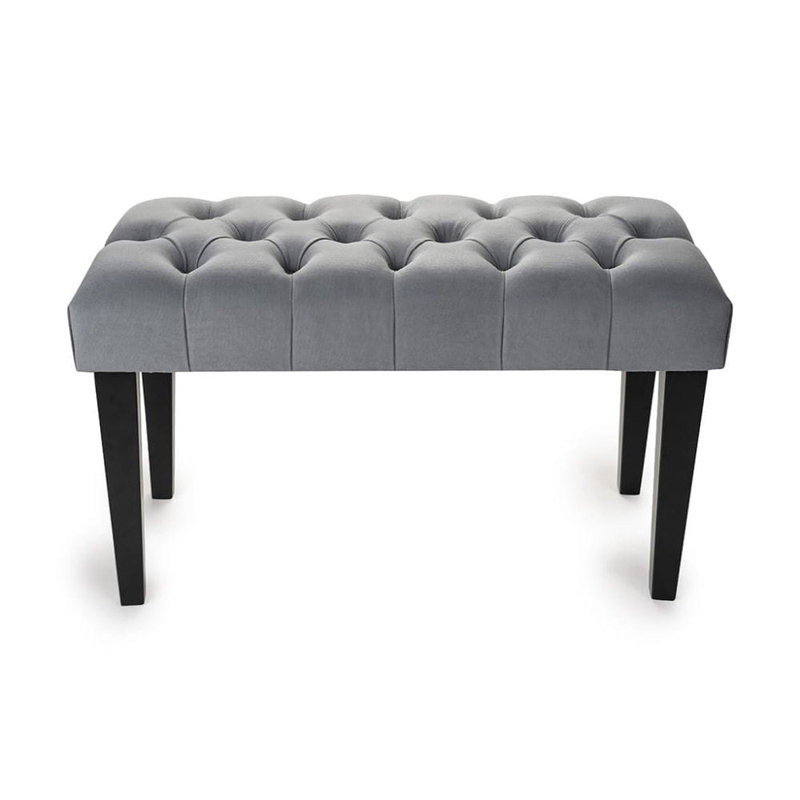 100% Polyester Upholstered Bench, Grey/Black, H45 x W100 x D30cm