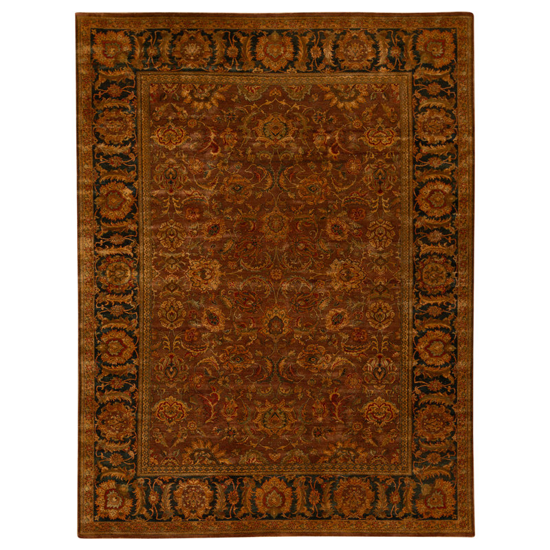 Tapis rouge et bleu noué à la main de haute qualité