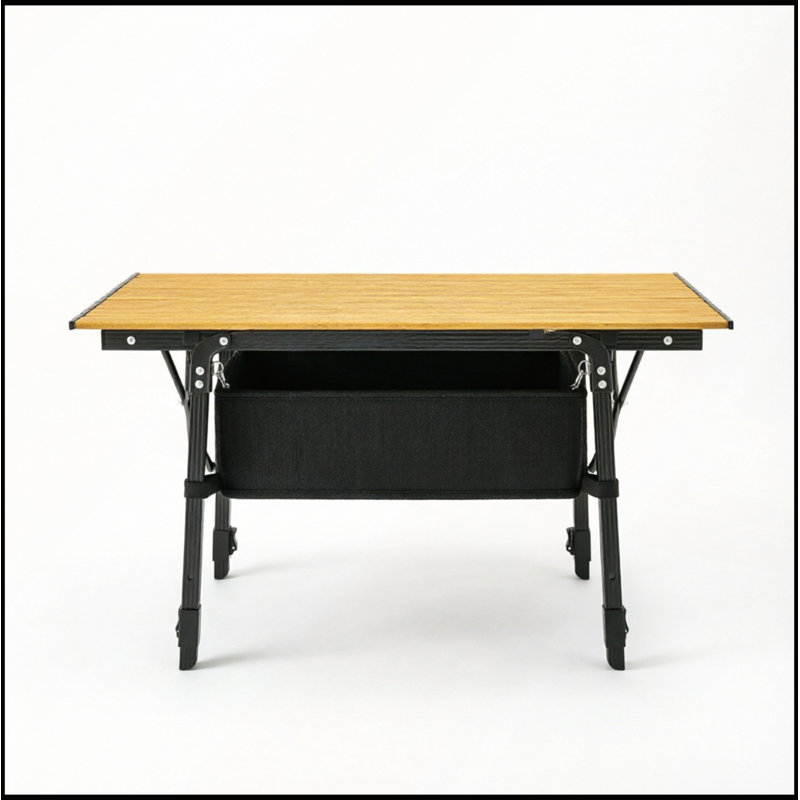 Table de camping compacte, portative et pliante, en aluminium, réglable en hauteur (de 45 à 66 cm), poids : 30 kg.
