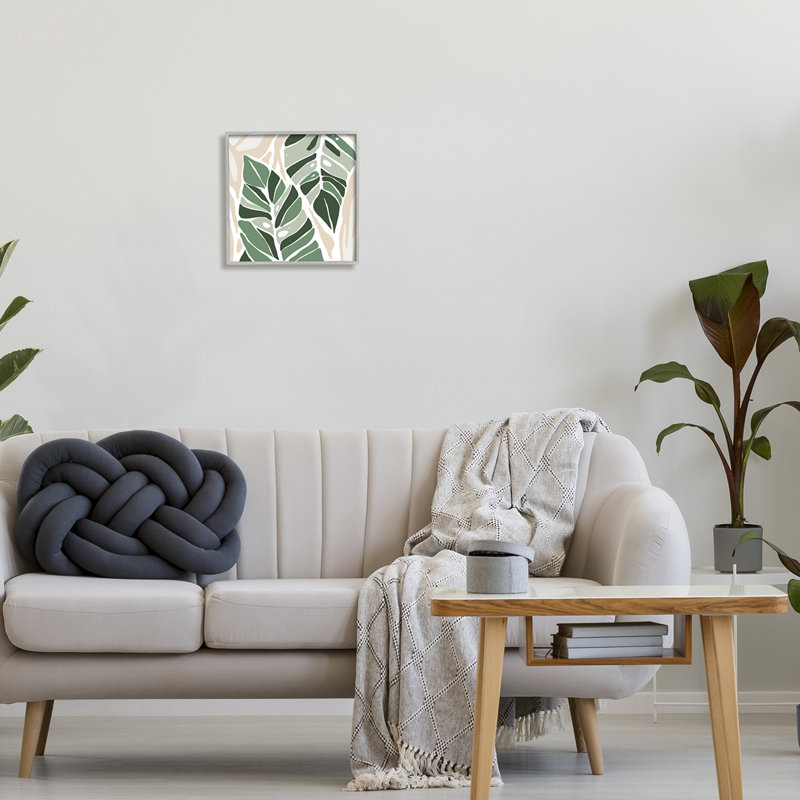 Art contemporain, feuilles de palmier d'été encadrées sur bois par Ziwei Li, H 12 po x l 12 po x P 1,5 po