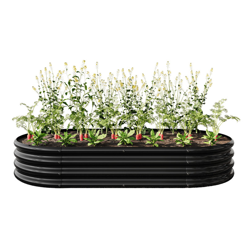 Metal Raised Garden Bed, Black - Nurture A And Lively With Plants & Veggies Oval Container For Stunning Outdoor Display