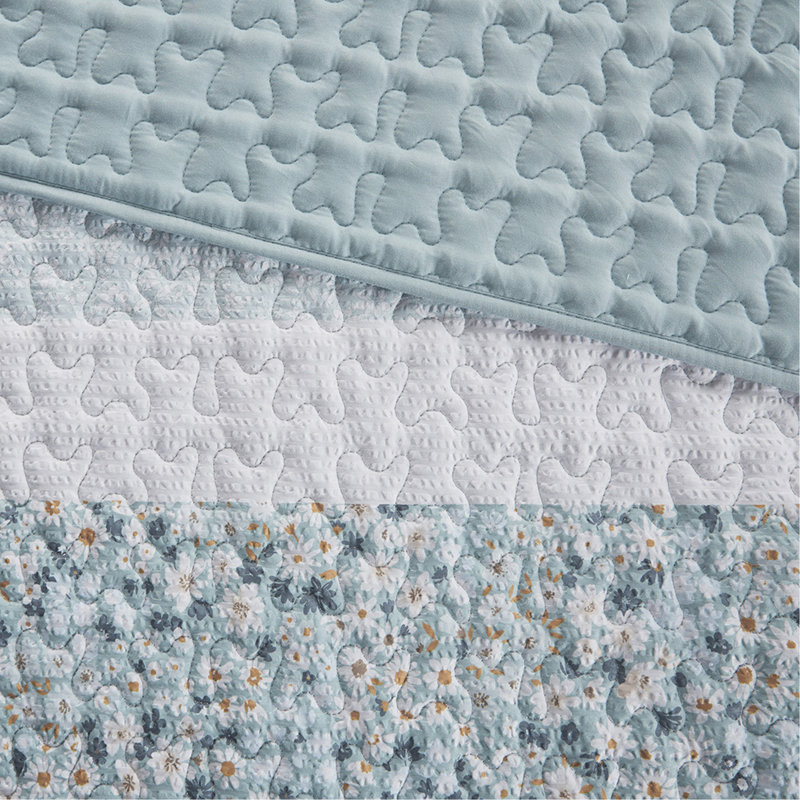 Ensemble de courtepointe 4 pièces avec coussin décoratif King / Cal King, Turquoise