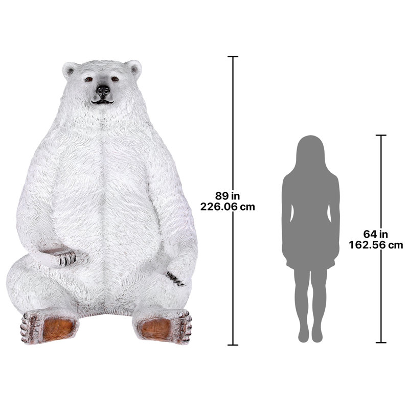 Très jolie statue d'ours assis, Blanc polaire