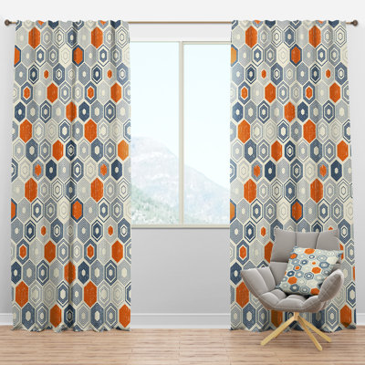 Panneau de rideau simple semi-diaphane avec passe-tringle Mid-Century