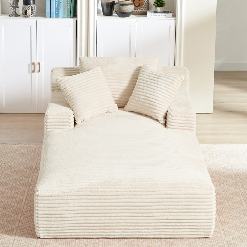 Fauteuil surdimensionné en velours côtelé Corduroy, à utilisation instantanée, design élégant, idéal pour la lecture dans le salon, canapé large blanc de 80,24 po, 1 chaise ergonomique, bureau et chambre, hauteur 28,74 po